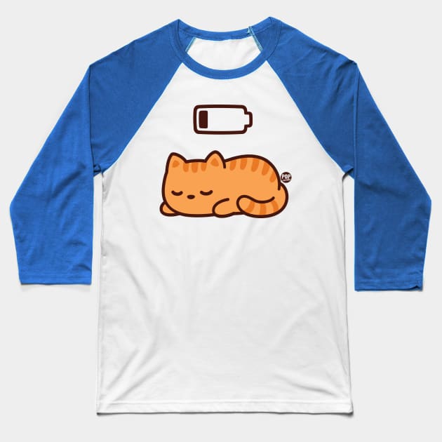 LOW BATTERY CAT Baseball T-Shirt by toddgoldmanart